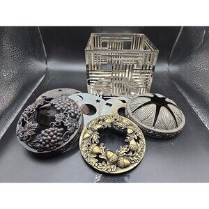 Yankee Candle Toppers (3) Fall Designs 3 1/8 Inch Diameter, Lot Of 7 See Photos